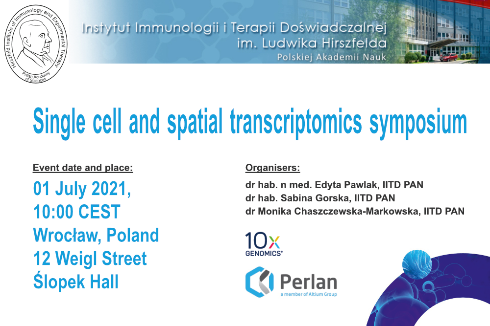 Single cell and spatial transcriptomics symposium – July 1, 2021, 10:00 am CEST, Wrocław, Poland