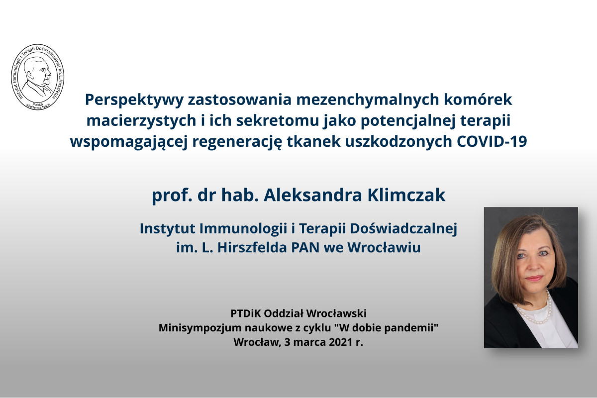 Minisympozjum “W dobie pandemii” – wystąpienie prof. Aleksandry Klimczak z IITD PAN